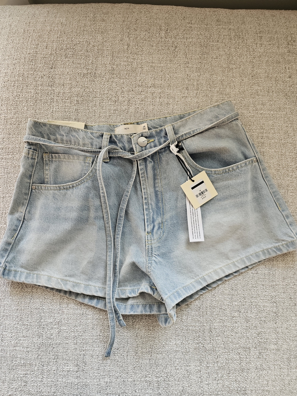 Light Blue Denim Tie-Waist Women's Shorts